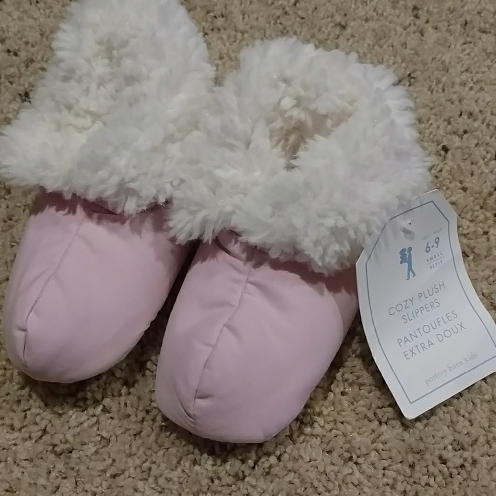 Pink plush slippers